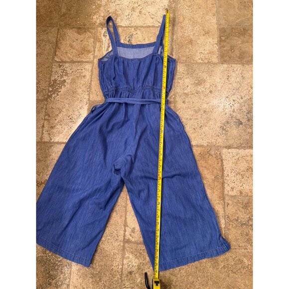 Old Navy Womens Denim Sleeveless Jumpsuit With Adjustable Straps & Waist Tie - Picture 9 of 9
